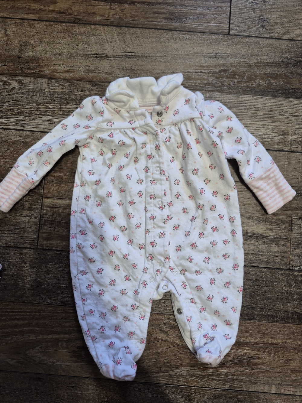 GAP Pink and White Floral Footed One-Pieces - Picture 2 of 5